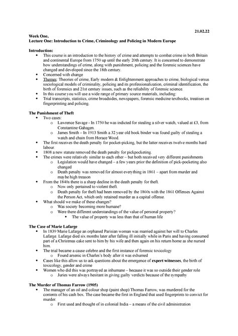 Hist295 - Crime, Criminology and Policing in Modern Europe - Crime