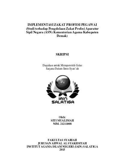 IMPLEMENTASI ZAKAT PROFESI PEGAWAI Studi Terhadap Pengelolaan Zakat