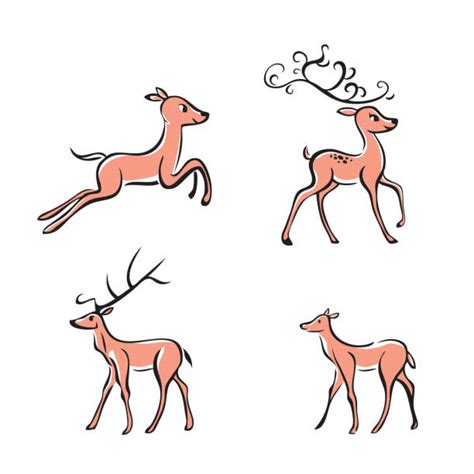 Deer Running And Jumping Illustration Vector Illustrations Royalty Free Vector Graphics And Clip