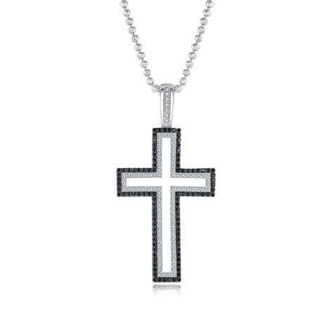 Diamond Cross Pendant Necklace Religious Pendant White Diamond Cross