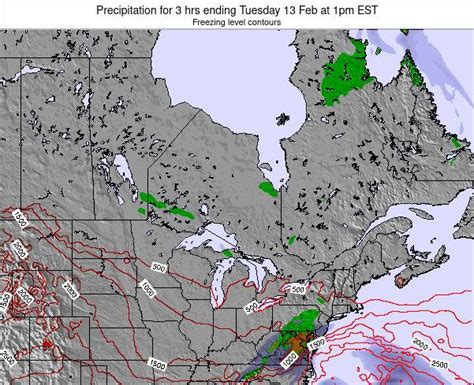 Ontario Precipitation for 3 hrs ending Friday 23 Feb at 1pm EST