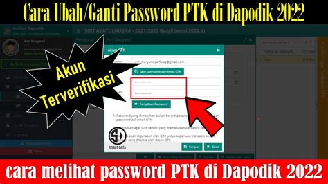 Cara Ganti Ubah Password Akun Ptk Terverifikasi Di Dapodik Youtube