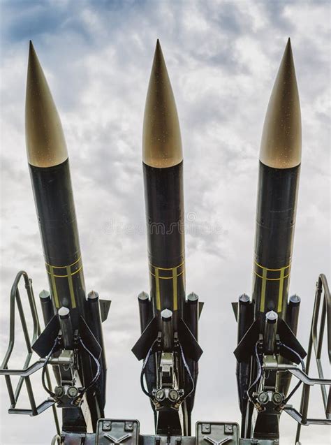 Three Balistic Military Rockets Nuclear Missiles Stock Image Image