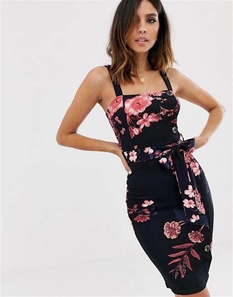 Ax Paris Dark Floral Midi Dress Asos Midi Dress Midi Dress Style