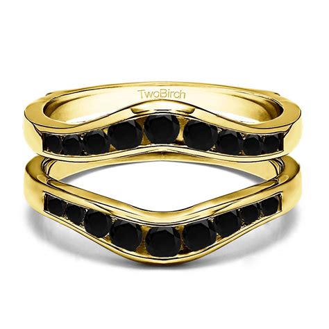 TwoBirch Ring Guards - 0.7 Ct. Black Stone Round Graduated Contour Ring ...