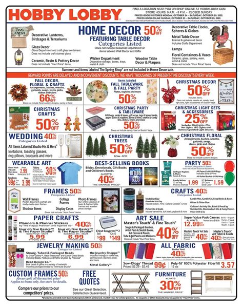 Hobby Lobby Weekly Ad October October