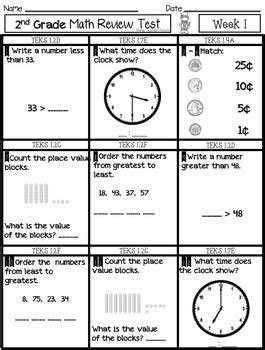 Freebie Nd Grade Math Spiral Review By Thomas Teachable Moments