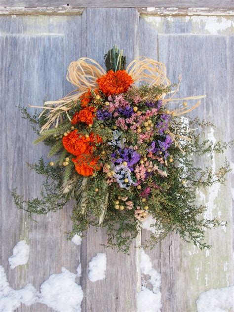 Vertical Dried Flower Swag Rustic And Country Decor Etsy Dried