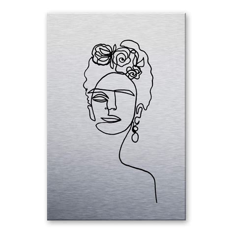 Alu Dibond Silver Effect Hariri Frida Kahlo Wall Art