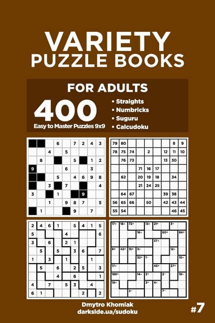 Variety Puzzle Books For Adults Easy To Master Puzzles X