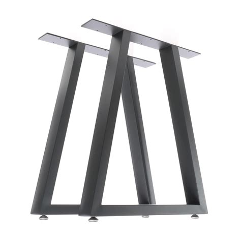 Lot 2 Pied de table Trapèze Design Industriel Acier 60x72cm Anthracite