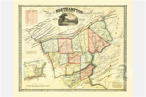 Vintage Northampton County Map 1851 Old Map of Northampton | Etsy