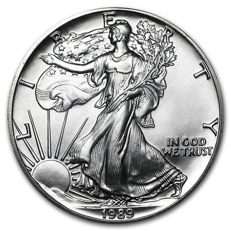 ESTADOS UNIDOS 1 DOLAR 1989 EAGLE LIBERTY MONEDA DE PLATA PURA SC 1