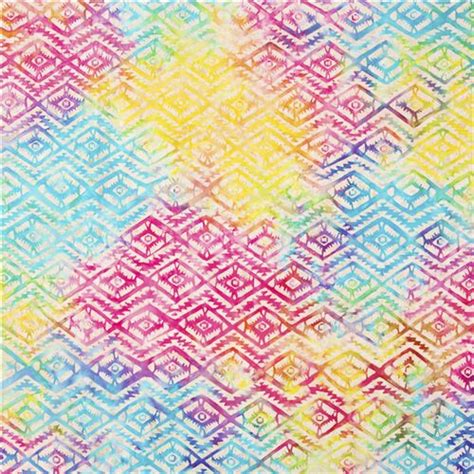 Timeless Treasures Rainbow Batik Fabric With Rows Of Diamond Marks Tie