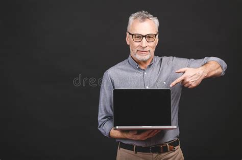 Black Man Pointing Blank Laptop Screen Stock Photos Free