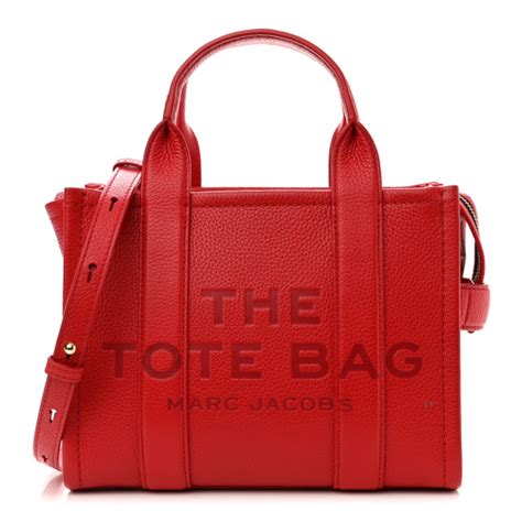 MARC JACOBS Grained Calfskin Small The Tote Bag Red 1204953 | FASHIONPHILE