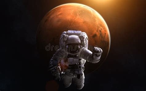 Astronaut on Background of Mars Stock Image - Image of nebula, beauty ...