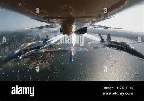 The Us Navy Blue Angels Fly Over Seattle In The Boeing Seafair