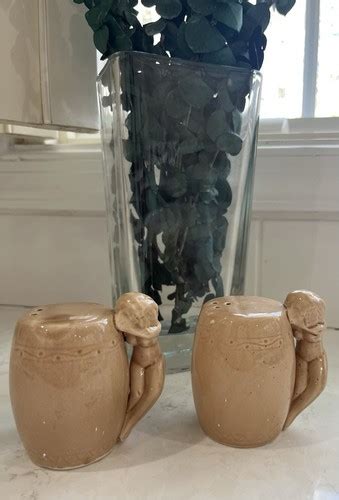 Vintage s Naked Lady Over Barrel Salt Pepper Shaker Set Risqué