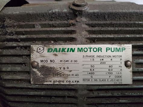 Used Daikin Kw Hydraulic Unit V A R Piston Pump Gpm X