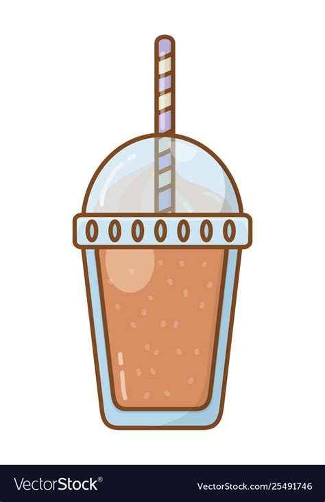 Frozen drink cup with straw isolated Royalty Free Vector