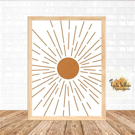 Quadro Decorativo decoração boho sol raios solar A4 no Elo7 Canto