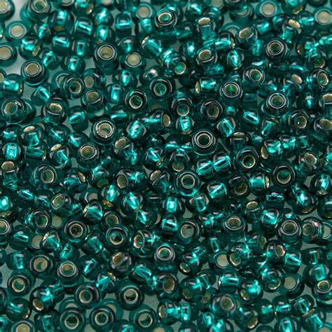 Preciosa Czech Glass Seed Bead 11 0 Teal Silver Lined • Boundless Beads