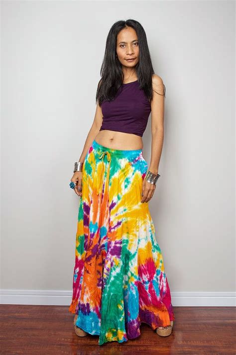 Summer Skirt Tie Dye Skirt Hippie Maxi Skirt By Nuichan Tie Dye