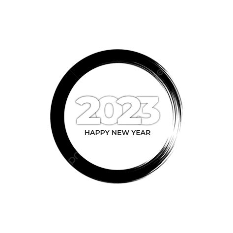 Brush Stroke Circle With Happy New Year 2023 Brush Drawing Stroke