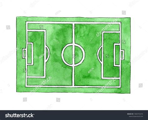 Watercolor Illustration Soccer Field Sketch Green Stock Illustration ...