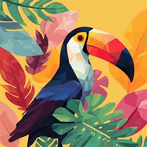 Illustration De Loiseau Toucan Forêt Tropicale Beau Personnage Toucan