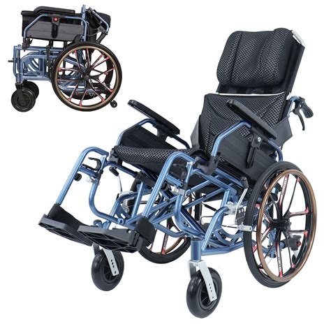 Folding Reclining Wheelchair 20" Rear Wheels and Elevating Legrests and ...