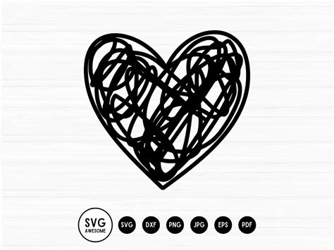 Heart Svg Scribble Heart Shape Svg Png Dxfjpegpdfeps Digital