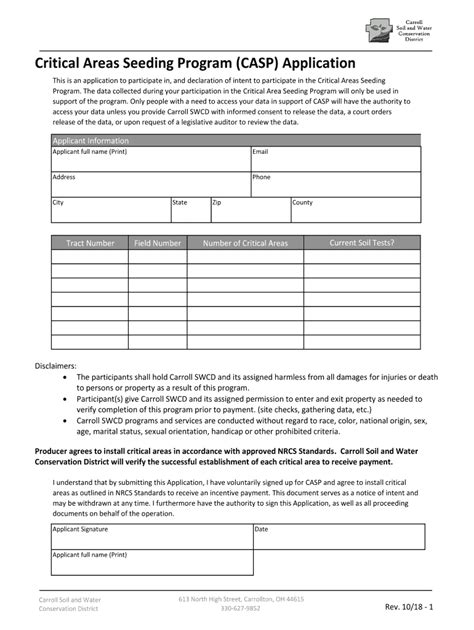 Fillable Online Critical Areas Seeding Program Casp Application Fax