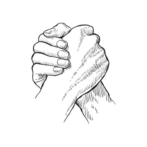 Premium Vector | Hand drawing hands holding each other tightly