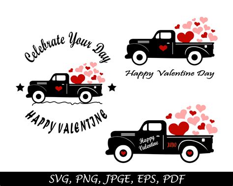 Valentine Truck Svg Valentines Red Truck Svg Valentines Svg