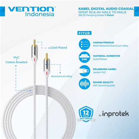 Jual Vention Kabel Digital Audio Coaxial SPDIF RCA AV Male To Male