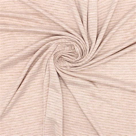 Tissu Jersey Rayures Lurex Beige