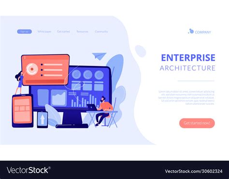 Enterprise It Management Concept Landing Page Vector Image