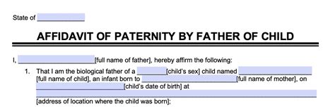 Free Affidavit Of Paternity Form Pdf Word