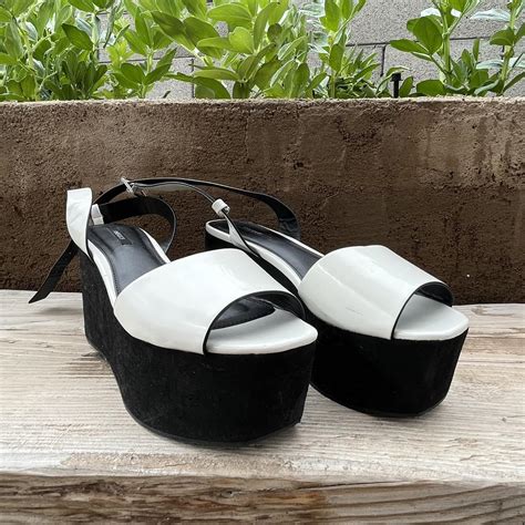 White And Black Platforms Sandals From Forever21 Depop