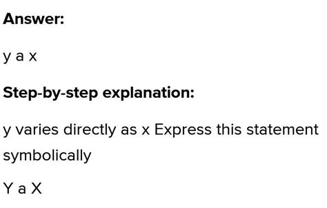 2 Y Varies Directly As X Express This Statement Symbolically B Y X 1 X A Y Xx C Yx X D Xx Y