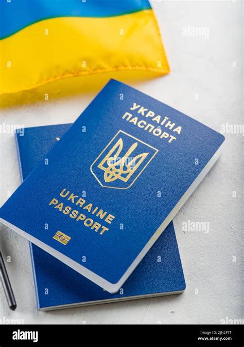 Close Up Two Biometric Ukrainian Passports On A White Background