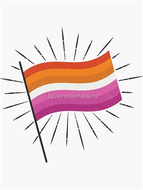 Retro Lesbian Pride Flag Sticker By Lavenderhearts Redbubble