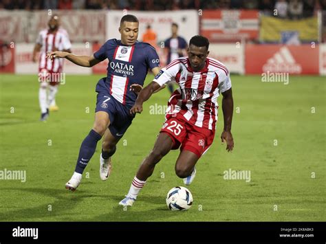 Oumar Gonzalez Of Ajaccio Kylian Mbappe Of PSG Left During The