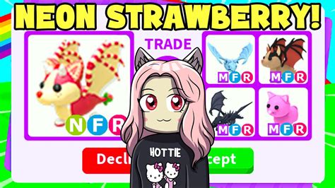 Trading Worlds First Neon Strawberry Bat Dragon Adopt Me YouTube