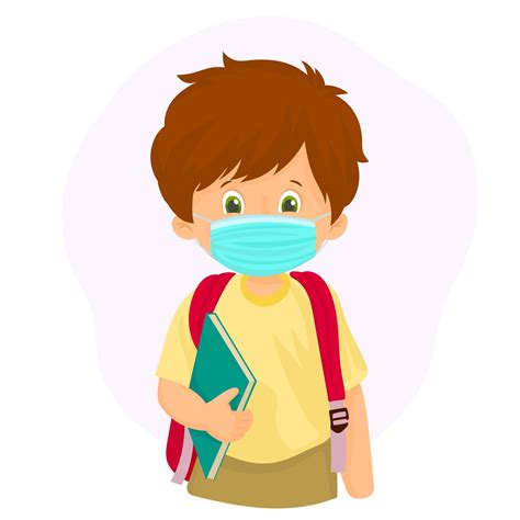 School boy wearing a face mask 2878430 Vector Art at Vecteezy