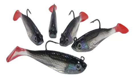 Kit 5 Iscas Artificiais Lambari C Jig Head Soft Tucunare