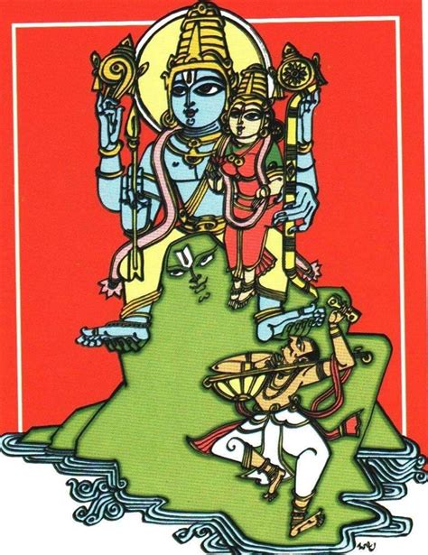 an image of the hindu god on top of a mountain with two people in it