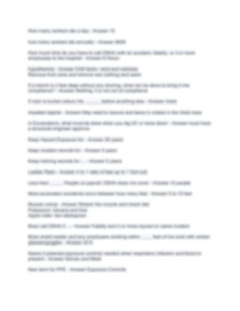 SOLUTION: Osha 30 final exam - Studypool